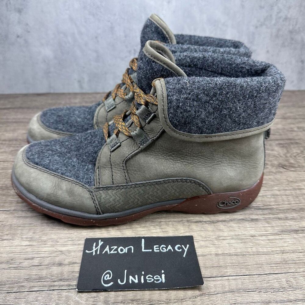 Chaco~Women's~Barbary Waterproof Castlerock Gray Lthr/Wool HikingBoots~Sz 6.5